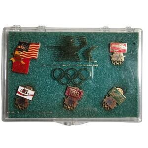 1984 Los Angeles Olympics Coca-Cola Vintage Collectible Pins Set Of 5 Pre-owned